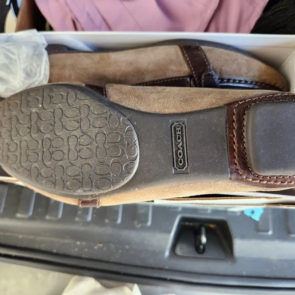 Coach Brown Leather Loafers with Gold Buckle - Picture 3 of 3